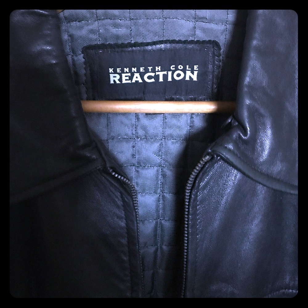 Kenneth Cole reaction black leather jacket